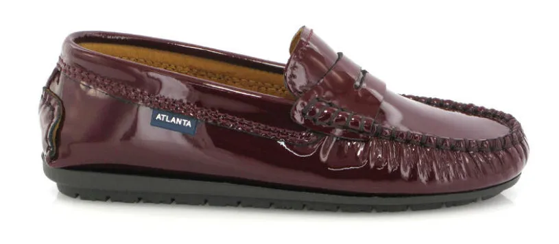Altanta Mocassin Burgundy Patent Leather Penny Loafer