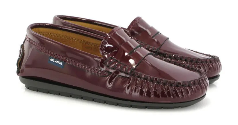 Altanta Mocassin Burgundy Patent Leather Penny Loafer