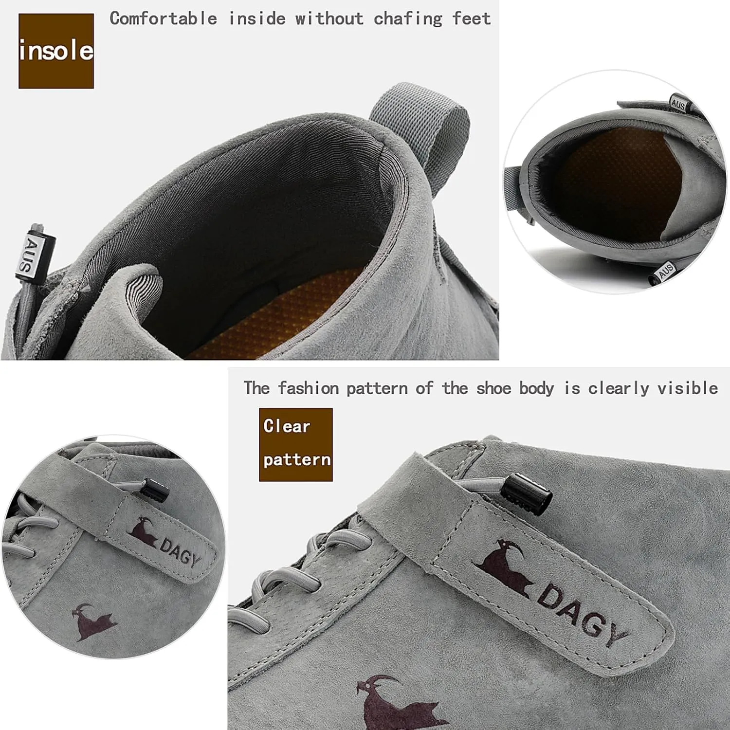 Boxpopla Men's Italian Handmade Suede Ankle Boots,Driving Beck Shoes for Men Casual Boots Waterproof Genuine Leather Breathable Non-Slip Lightweight Chukka Fashion