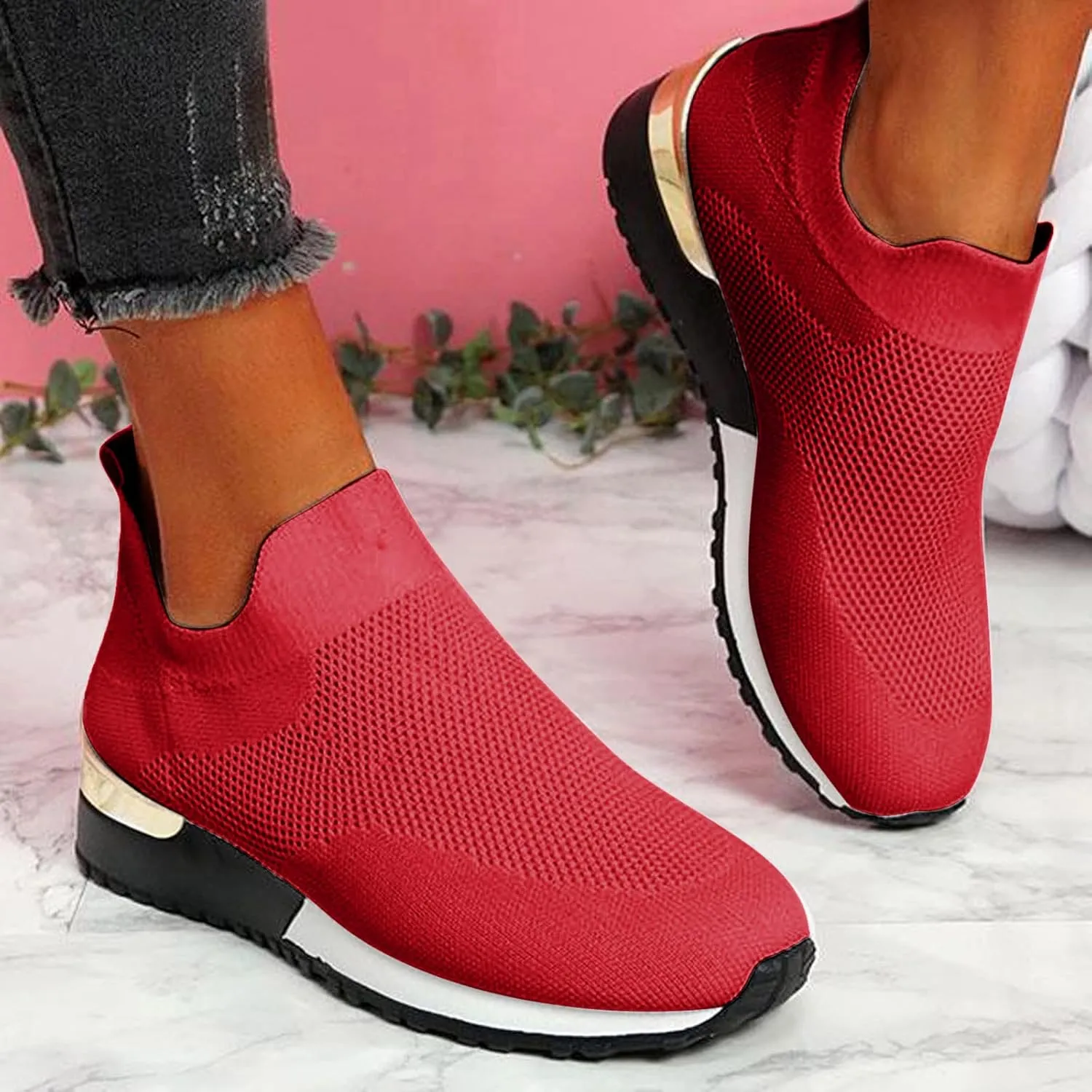 Cathalem Walking Shoes for Women Mesh Flat Shoes Casual Breathable Athletic Tennis Lightweight Summer Sneakers