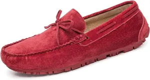 Easy to Put and Remove. Driving Moccasins for Men Deck Shoes Genuine Leather Stitching Details Round Toe 1-Eye Suede Vamp Flat Heel Resistant Flexible Anti-Slip Driving for All Occasions