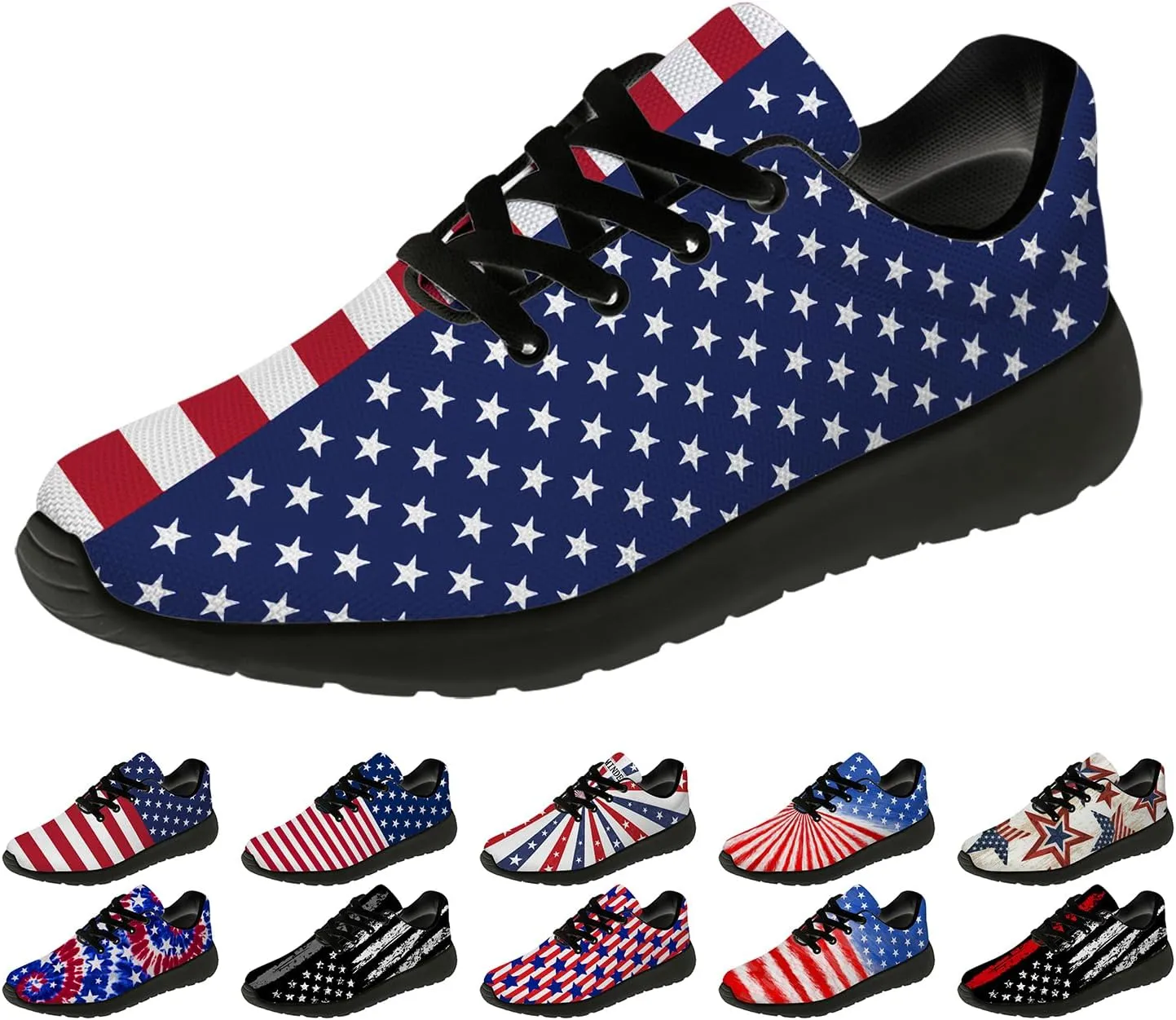 Flag Shoes for Women Men Running Shoes Lightweight Tennis Sneakers Patriotic Shoes Gifts