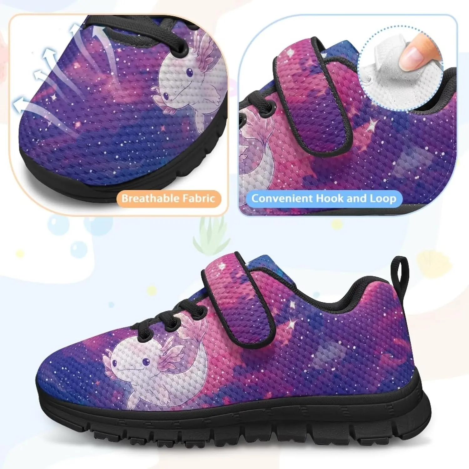Kids Unisex Tennis Running Shoes Breathable Soft Walking Sneakers for Boys Girls Elastic Cushioned Travel Shoe for Kids Size 11-15 Black Sole