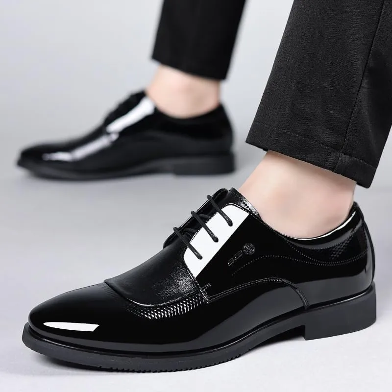 Men's Casual Business Formal Dress Shoes Comfortable Derby Shoes for Men Genuine Leather Lace-Up Oxfords