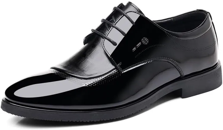 Men's Casual Business Formal Dress Shoes Comfortable Derby Shoes for Men Genuine Leather Lace-Up Oxfords