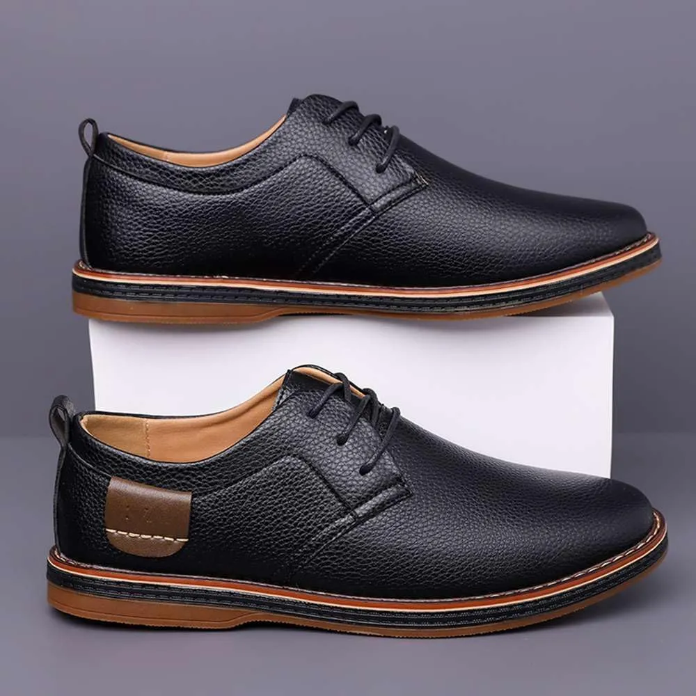 Men's Oxford Shoes Casual Leather Dress Shoes Breathable Lace Up Shoes for Business Office Wear