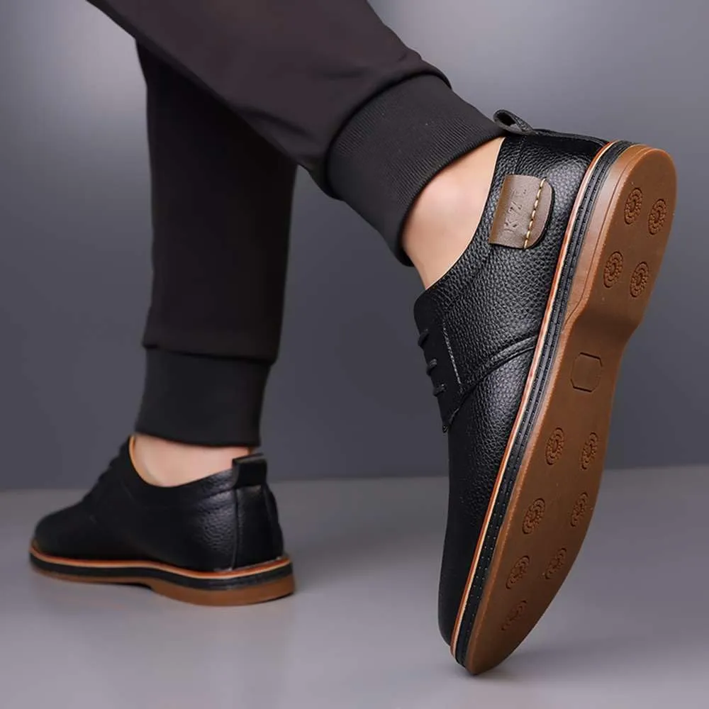 Men's Oxford Shoes Casual Leather Dress Shoes Breathable Lace Up Shoes for Business Office Wear