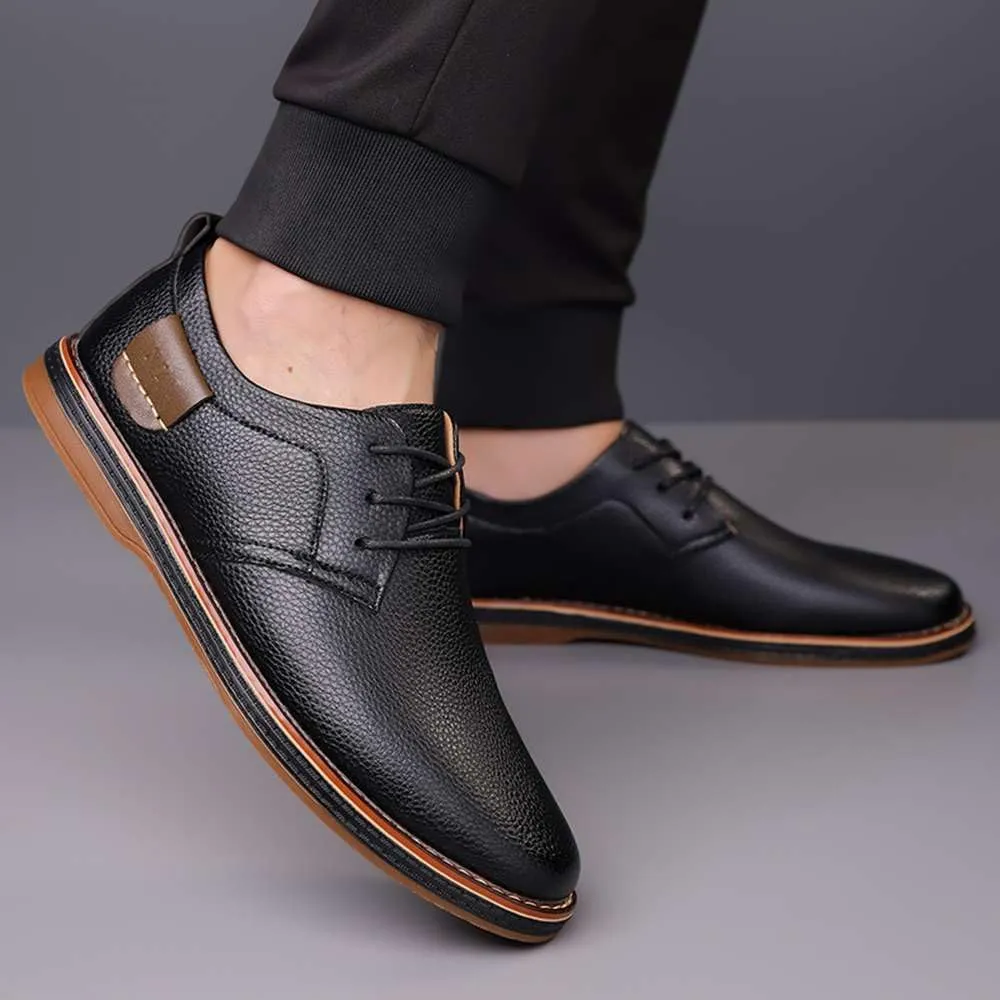 Men's Oxford Shoes Casual Leather Dress Shoes Breathable Lace Up Shoes for Business Office Wear