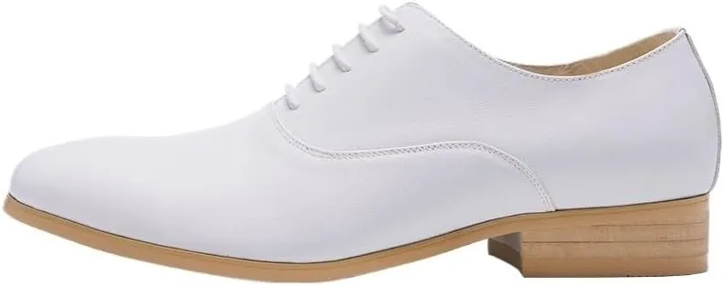 Shoes for Men Lace Up Pointed Toe Leather Cap Toe Shoes Dress Oxford Formal Rubber Non Slip Low Top Wedding