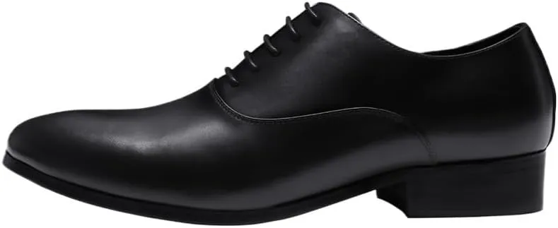 Shoes for Men Lace Up Pointed Toe Leather Cap Toe Shoes Dress Oxford Formal Rubber Non Slip Low Top Wedding
