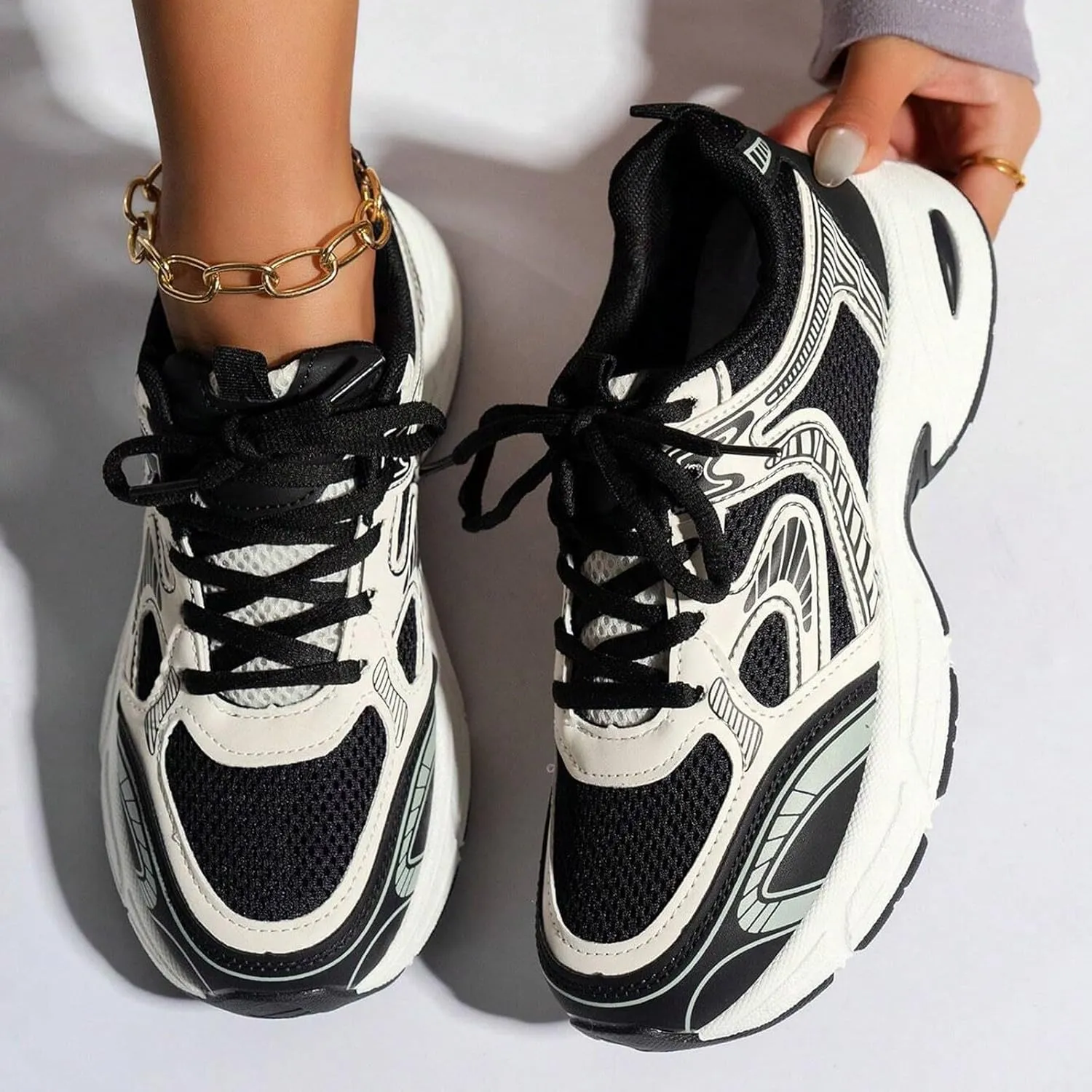 Walking Platform Shoes for Women 2025 Low-Top Slip On Air Cushioned Lace Up Casual Shoe Arch Support Jogging Tennis Sneakers Plantar Fasciitis Breathable Comfy Lightweight Footwear for Gym Travel