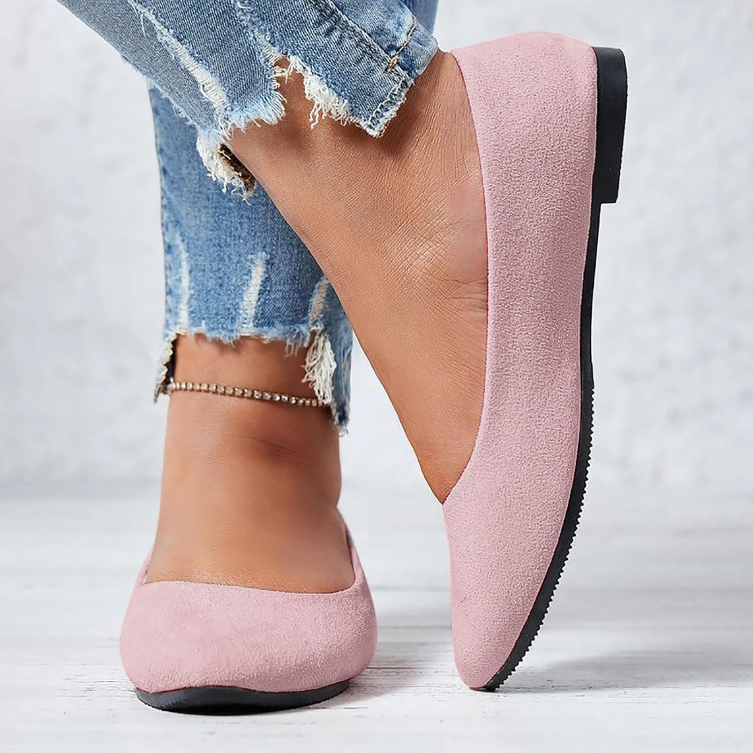 Women Flat Shoes Slip On Comfortable Walking Ballerina Shoes Cute Ballet Flats Ladies Portable Pumps Low Wedge Loafers