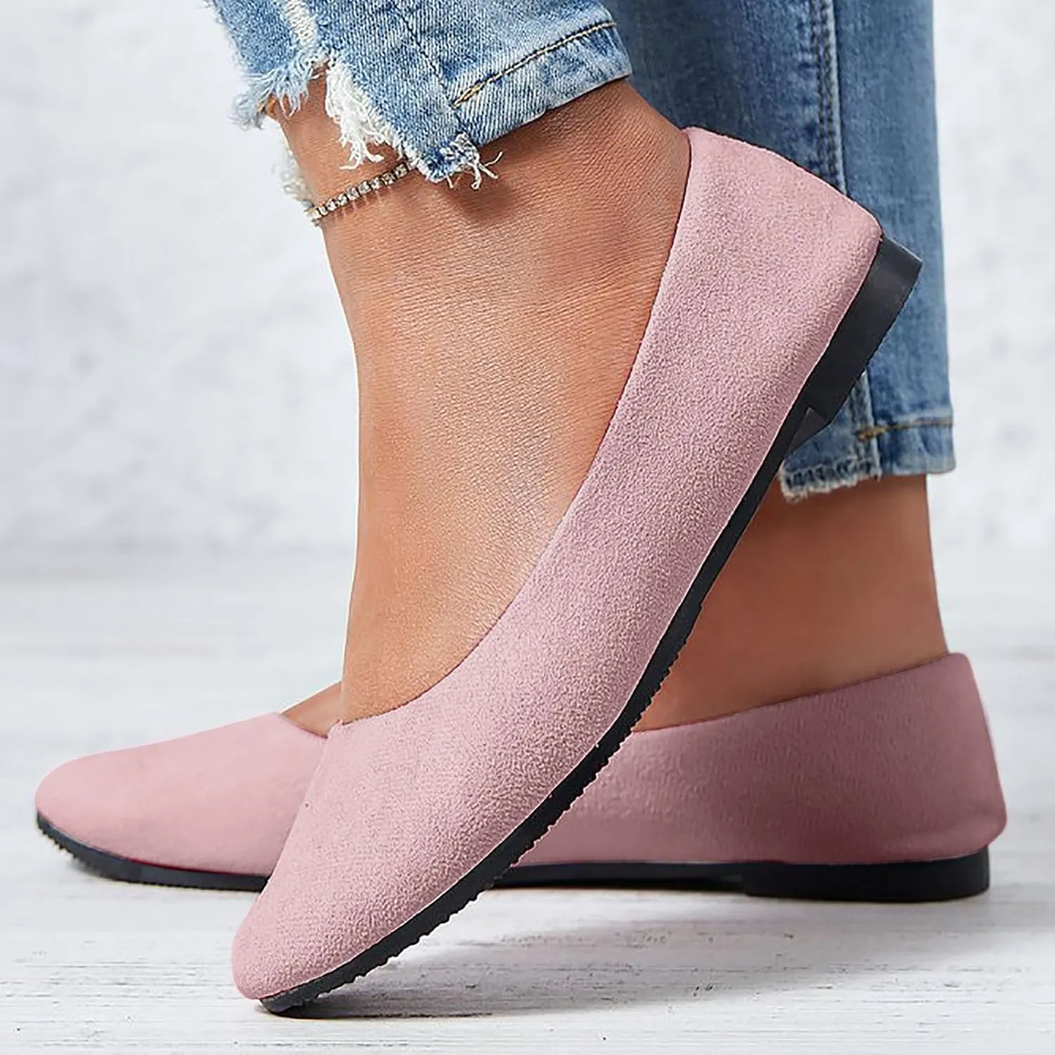 Women Flat Shoes Slip On Comfortable Walking Ballerina Shoes Cute Ballet Flats Ladies Portable Pumps Low Wedge Loafers